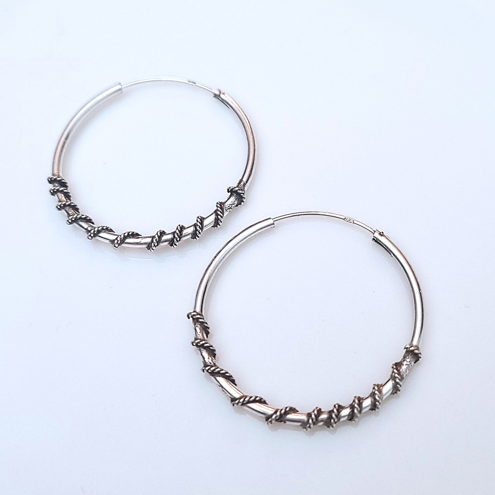 Sterling Silver Twisted Rope Earrings